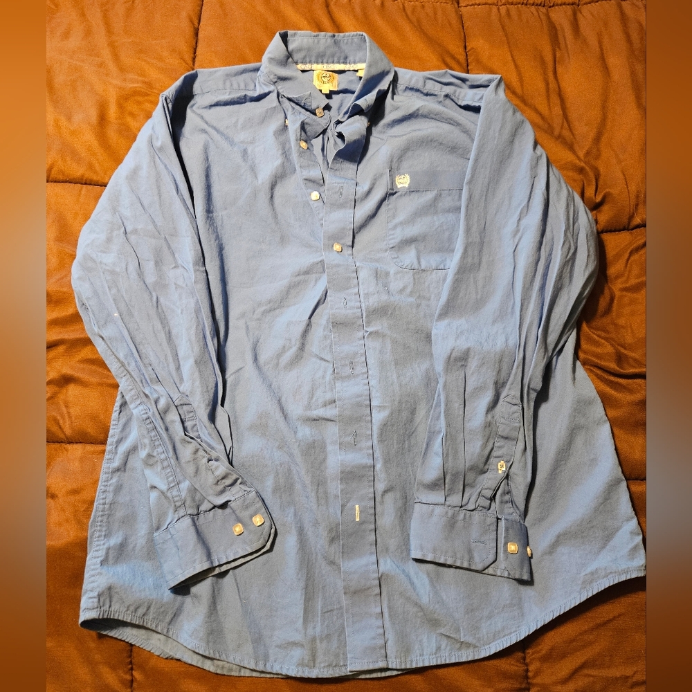 Cinch Mens Blue Button Up Shirt